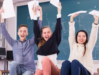 kids celebrating results